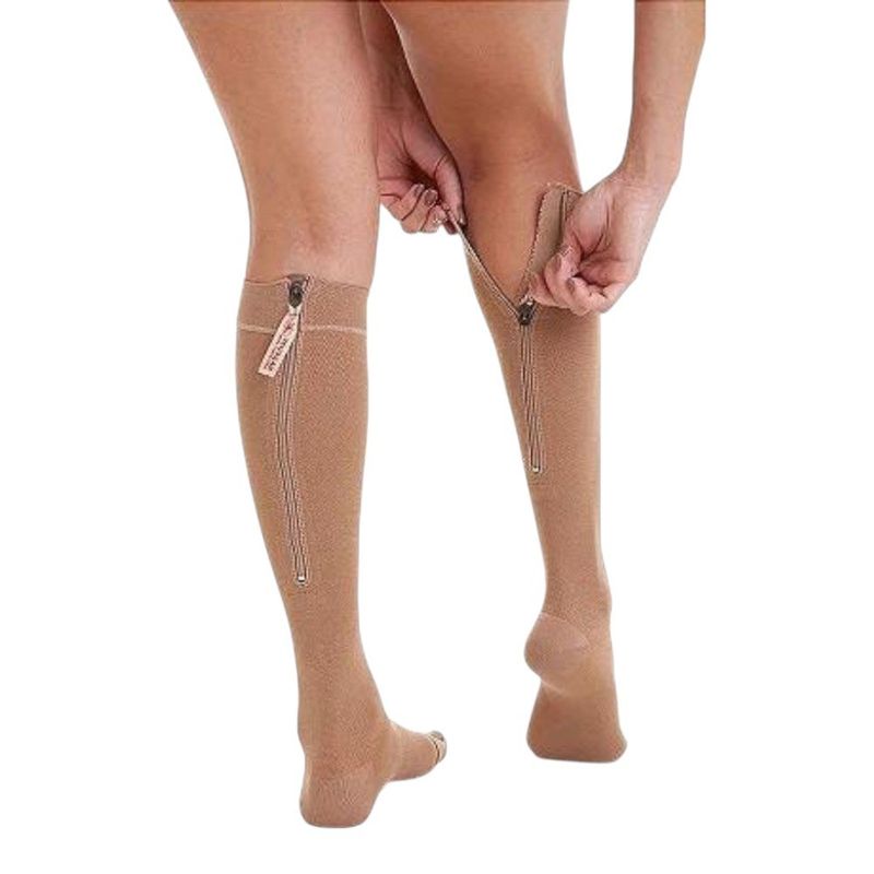 meia de compressão venosan cotton com zíper 20-30mmhg bege (mp)