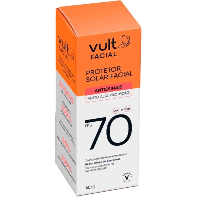 protetor solar facial vult facial fps70 antissinais 40ml