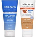 protetor helioderm facial protetor solar fps50 cor média + sabonete liquido 50ml