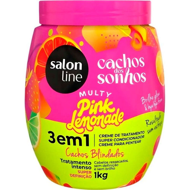 creme capilar 3 em 1 salon line multy pink lemonade cachos dos sonhos 1kg