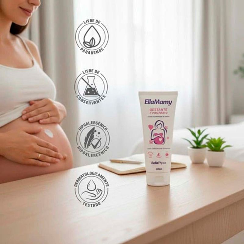 loção desodorante hidratante bellaphytus ellamamy gestante & pós-parto 100ml