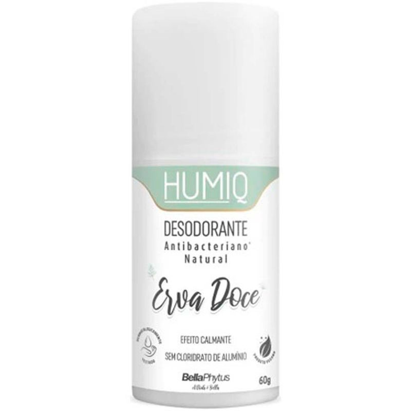 desodorante roll-on antibacteriano natural bellaphytus humiq vegano erva doce 60g