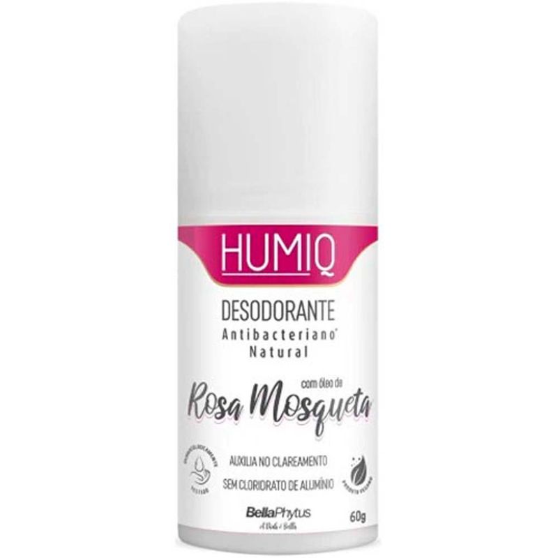 desodorante roll-on antibacteriano natural bellaphytus humiq vegano rosa mosqueta 60g