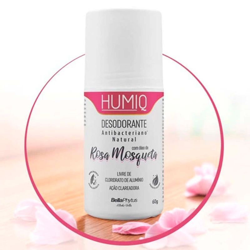 desodorante roll-on antibacteriano natural bellaphytus humiq vegano rosa mosqueta 60g