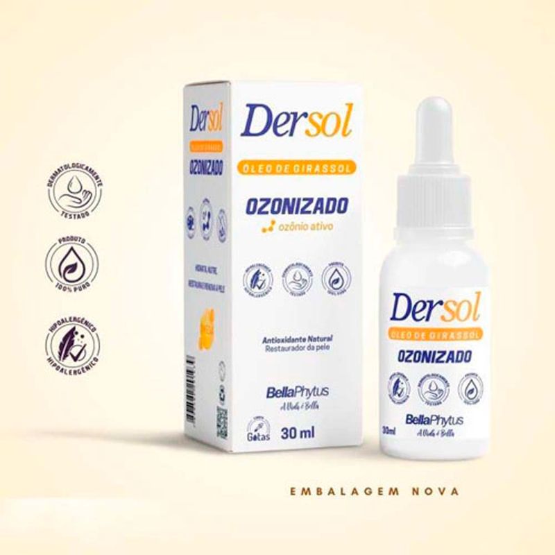 óleo de girassol ozonizado bellaphytus dersol 30ml