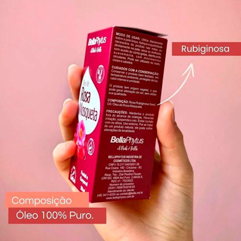 óleo rosa mosqueta rubiginosa bellaphytus 100% puro 30ml