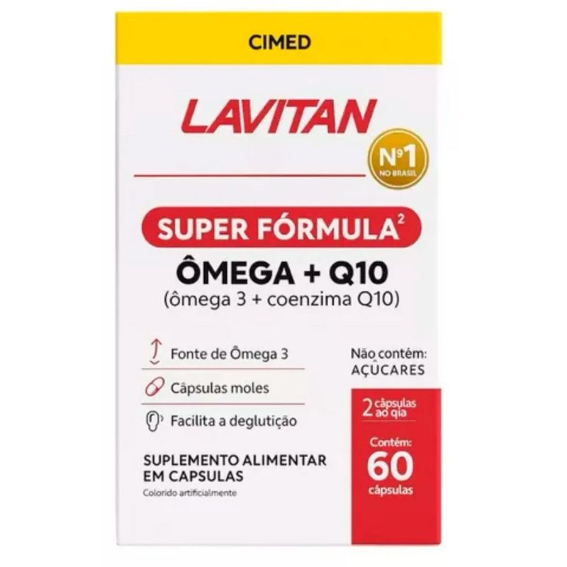 suplemento alimentar ômega3 + q10 super fórmula 60 cápsulas lavitan