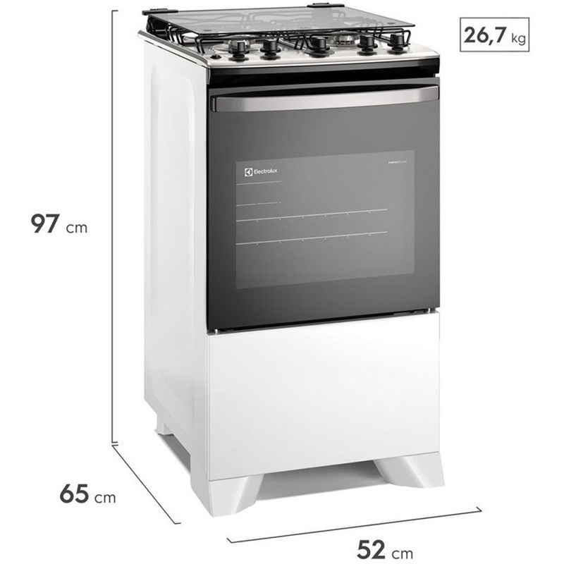 fogão 4 bocas electrolux efficient mesa inox perfectcook e vaporbake bivolt branco fe4iw