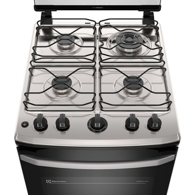 fogão 4 bocas electrolux efficient mesa inox perfectcook e vaporbake bivolt branco fe4iw