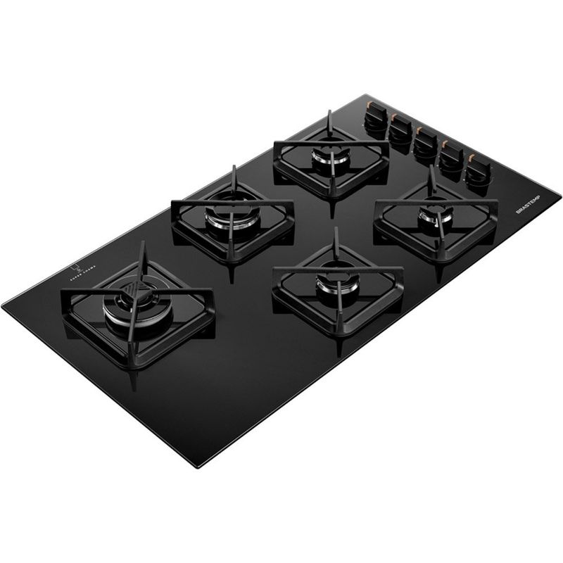 cooktop 5 bocas brastemp a gás com grades de ferro fundido 127v preto bds85ae