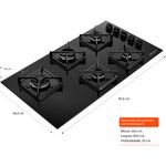 cooktop 5 bocas brastemp a gás com grades de ferro fundido 127v preto bds85ae