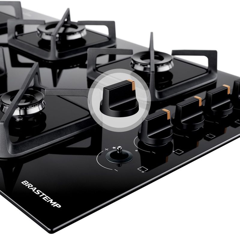 cooktop 5 bocas brastemp a gás com grades de ferro fundido 127v preto bds85ae