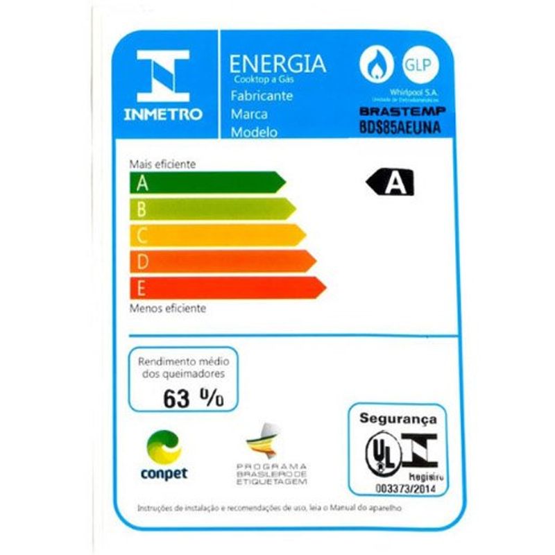 cooktop 5 bocas brastemp a gás com grades de ferro fundido 127v preto bds85ae