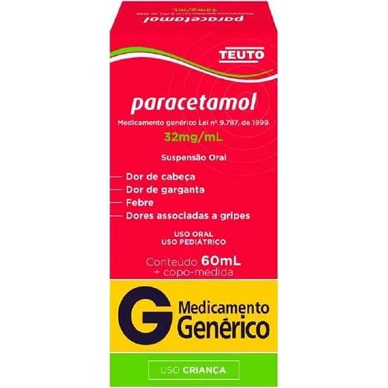 paracetamol 32mg 60ml suspensão oral teuto