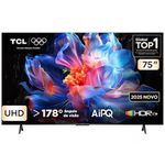 smart tv tcl 75" 4k uhd led google tv hdr10+ wi-fi bluetooth - 75p6k