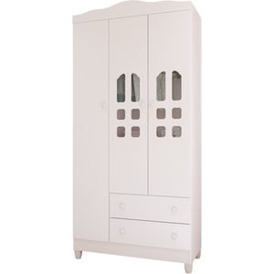 Roupeiro 3 Portas e 2 Gavetas Cor Branco Carolina Eloá Cleam 5198.1