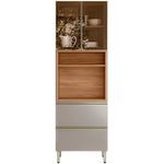 paneleiro 2 portas com vidro cor nude com nogueira reflecta demóbile proença d9121