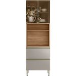 paneleiro 2 portas com vidro cor nude com nogueira reflecta demóbile proença d9121
