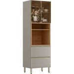 paneleiro 2 portas com vidro cor nude com nogueira reflecta demóbile proença d9121
