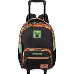mochila com rodinhas sestini minecraft preta 066426-01