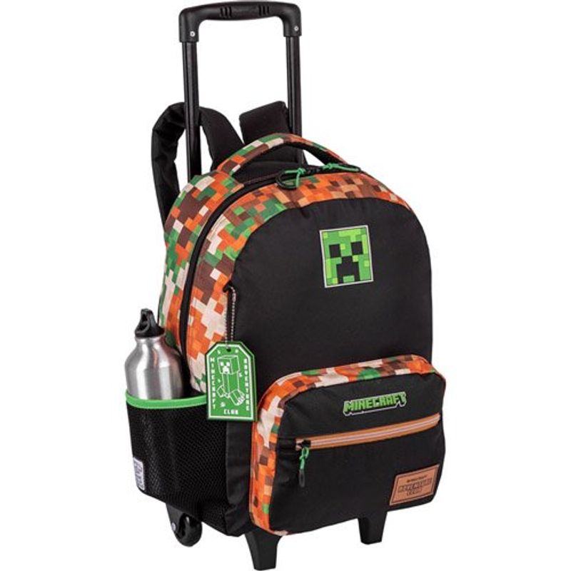 mochila com rodinhas sestini minecraft preta 066426-01