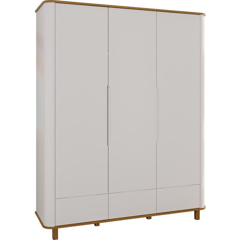 guarda-roupa 3 portas 3 gavetas carolina olivia branco com cinamomo 4591.29