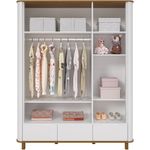 guarda-roupa 3 portas 3 gavetas carolina olivia branco com cinamomo 4591.29