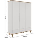 guarda-roupa 3 portas 3 gavetas carolina olivia branco com cinamomo 4591.29