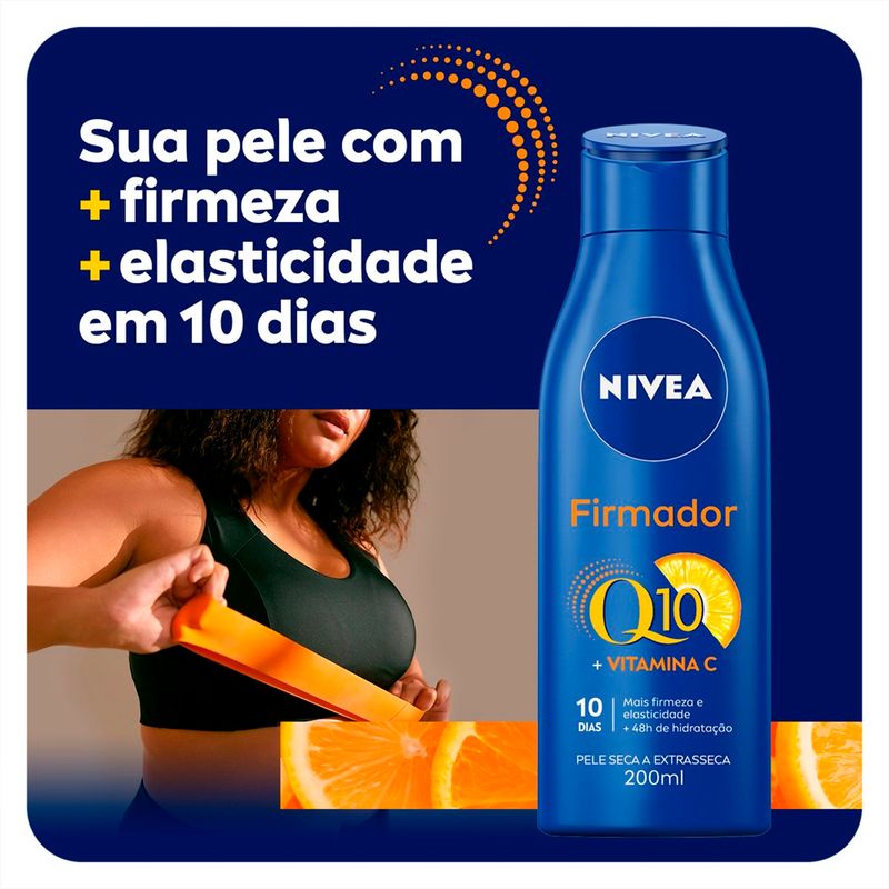 loção hidratante corporal firmador q10 vit c pele seca a extra seca nivea body 200ml