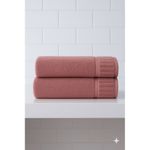 conjunto toalhas de banho 3 peças baumon premium 2 toalhas 126x68cm 500gsm + toalha de rosto rosa