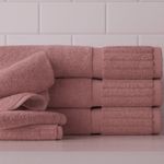 conjunto toalhas de banho 3 peças baumon premium 2 toalhas 126x68cm 500gsm + toalha de rosto rosa