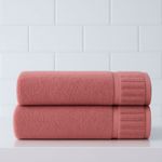 conjunto toalhas de banho 2 peças baumon premium 126x68cm 500gsm + toalha de rosto rosa
