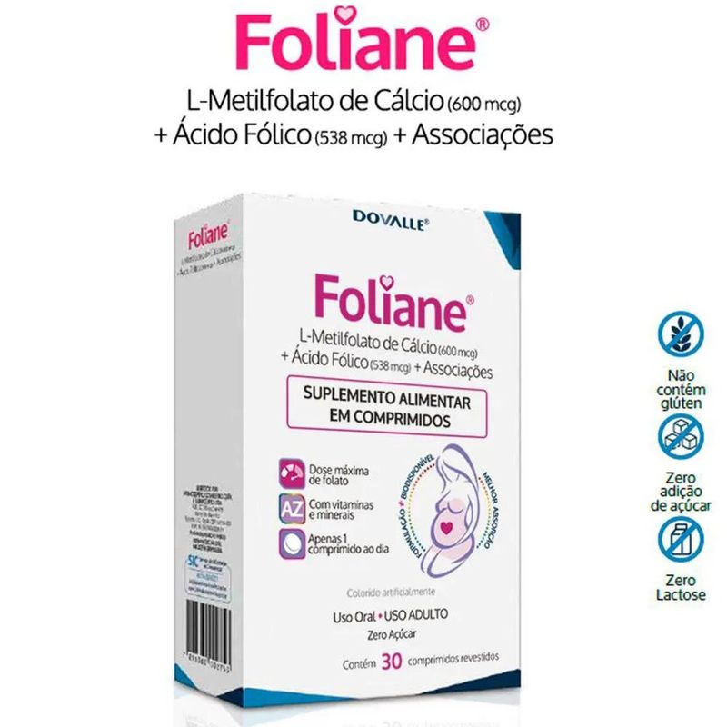 suplemento alimentar foliane 30 comprimidos revestidos dovalle