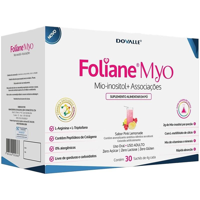 suplemento alimentar foliane myo 30 sachets 4g sabor pink lemonade dovalle