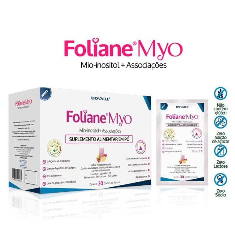 suplemento alimentar foliane myo 30 sachets 4g sabor pink lemonade dovalle