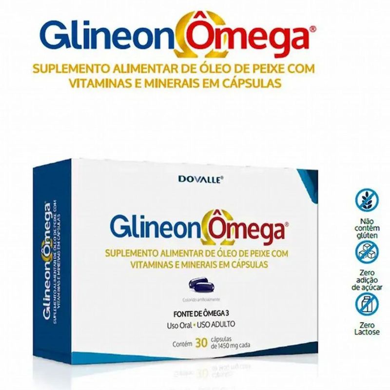 suplemento alimentar glineon omega 30 cápsulas dovalle