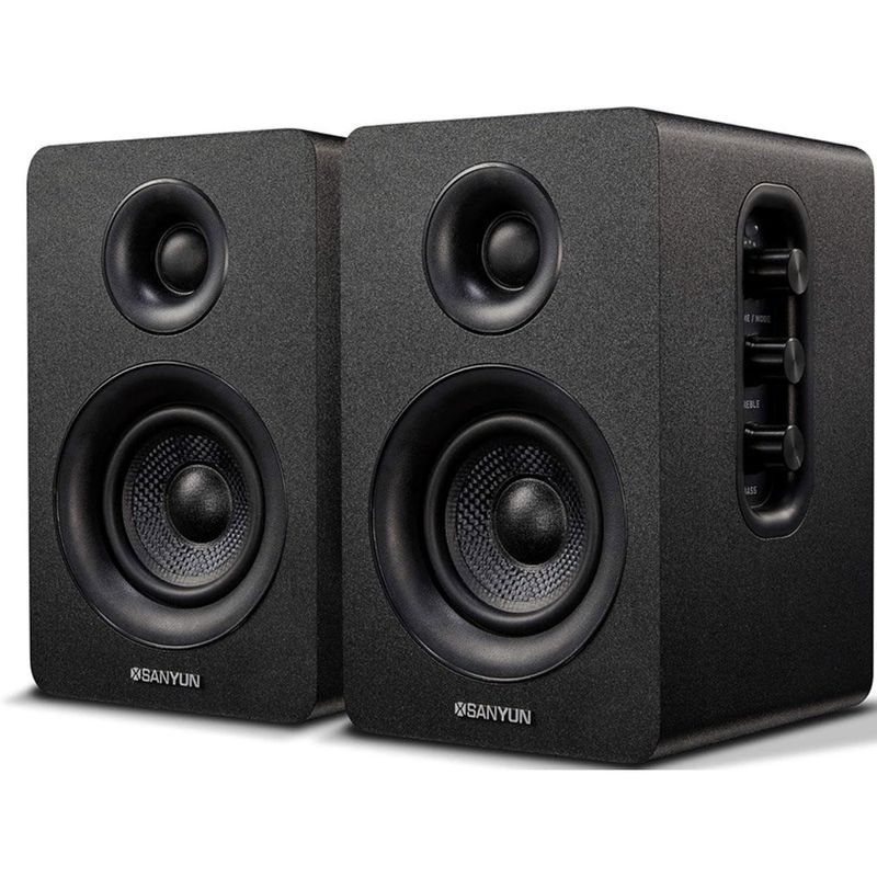 caixas de som sanyun de estante 2 peças preto sw208 a-bi