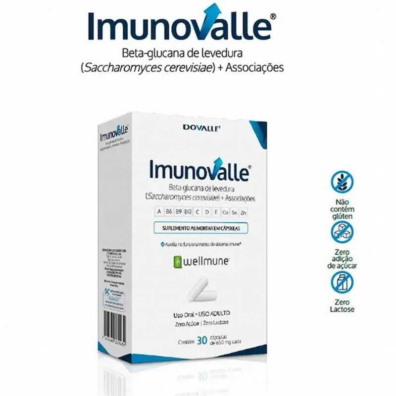 suplemento alimentar imunovalle 30 cápsulas dovalle