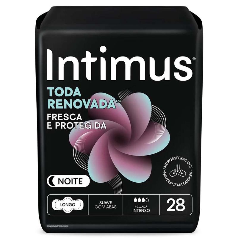 absorvente intimus noturno suave com abas com 28 unidades