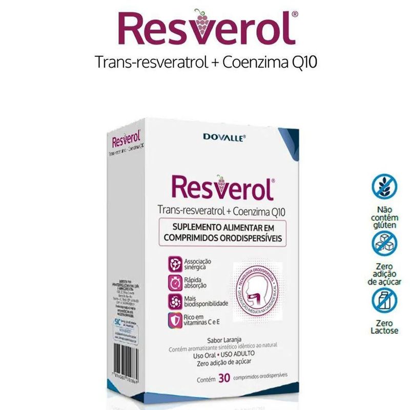 suplemento alimentar resverol 30 comprimidos orodispersíveis dovalle