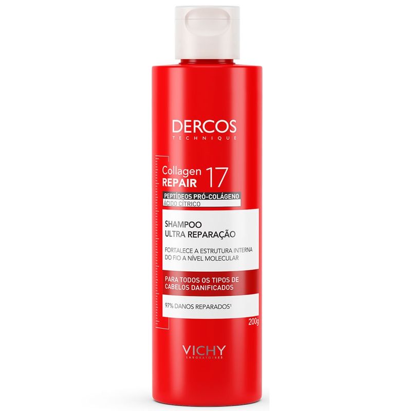 shampoo ultra reparação dercos collagen repair 200g