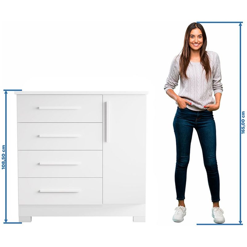 cômoda notável branco e rosa nt5185