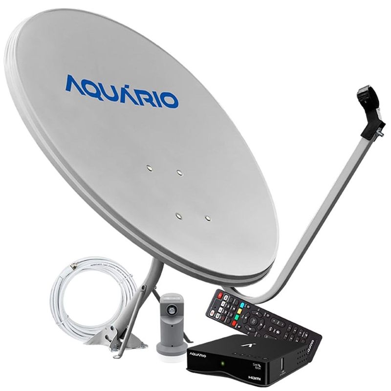 kit antena parabólica aquário digital 75cm banda ku dth-9075