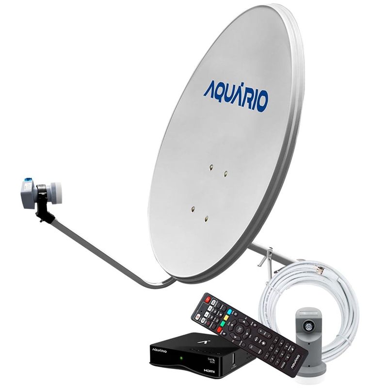 kit antena parabólica aquário digital 75cm banda ku dth-9075