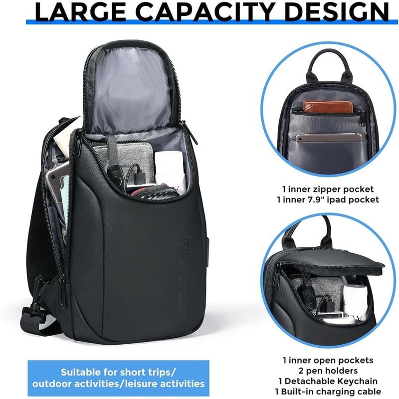 bolsa impermeável antifurto com porta usb preto a-bi
