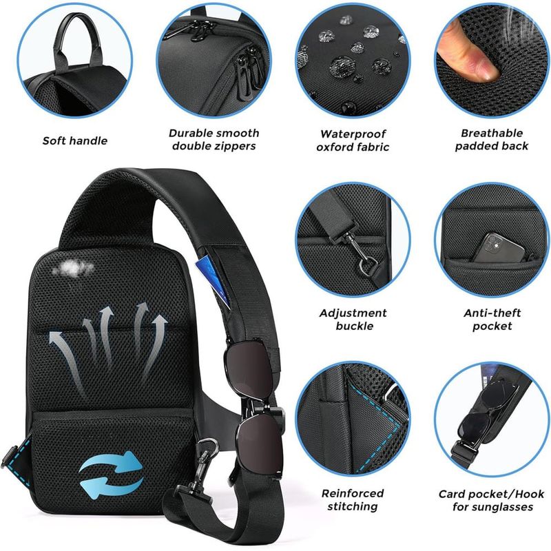 bolsa impermeável antifurto com porta usb preto a-bi