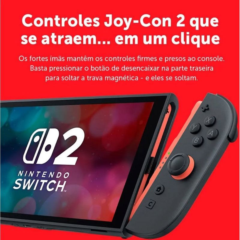 console nintendo switch 2 com mario kart world preto