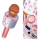 microfone karaokê handheld ktv bluetooth rosa (mp)