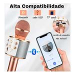microfone karaokê handheld ktv bluetooth rosa (mp)