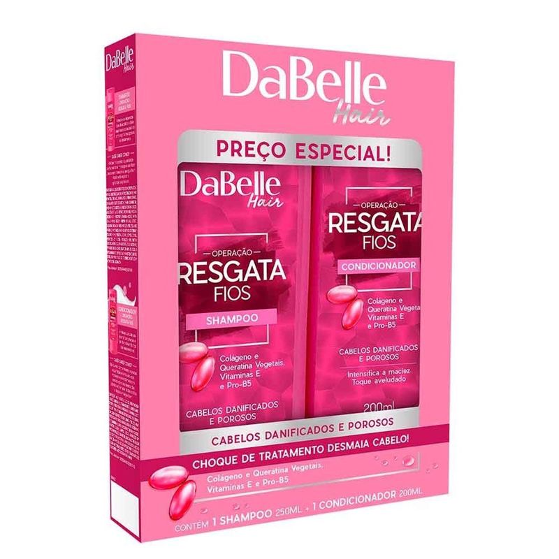 kit shampoo/condicionador dabelle resgate fio 450ml